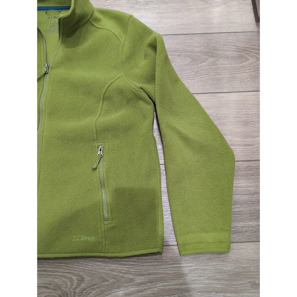 LL BEAN FLEECE JACKET WOMEN'S SIZE L FULL ZIP APPLE GREEN